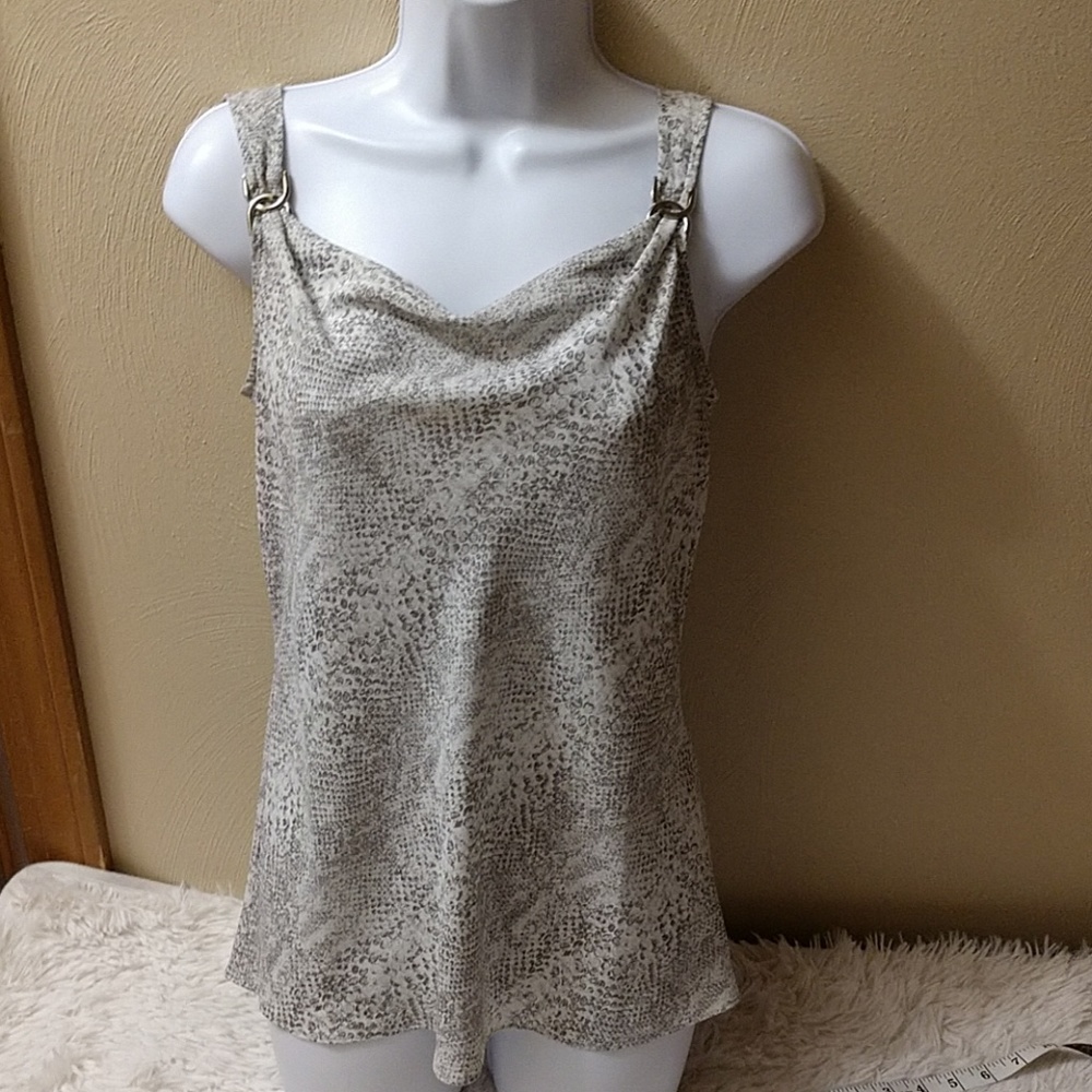 White House Black Market Gray & White Snakeskin Print Sleeveless Top sz XS